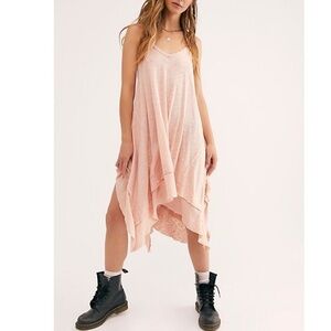 Free people we the free peach asymmetrical hibiscus tunic size small anthro